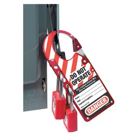 7 Inchx2-7-8 Inch Labelled Safety Lockout Hasp Red